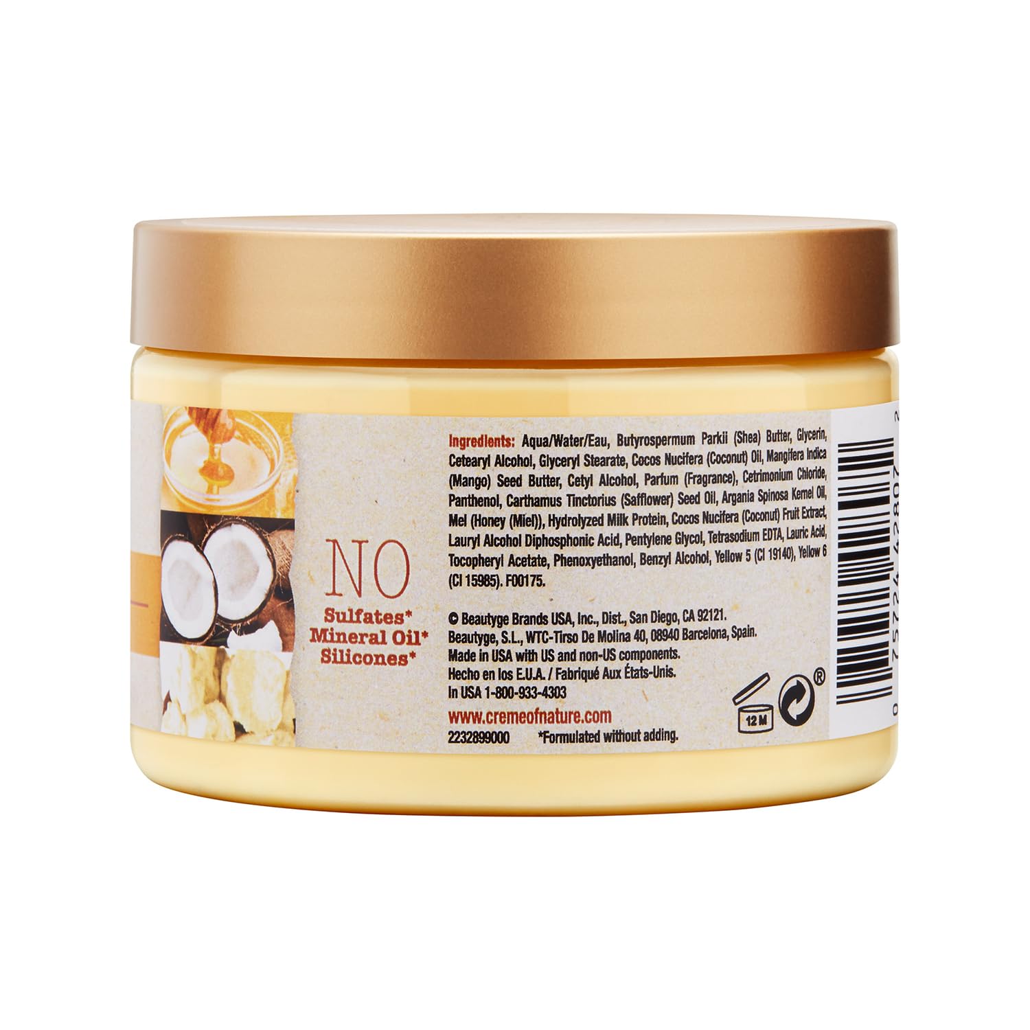 Creme Of Nature, Curl Cream for Curly Hair, Pure Honey Moisture Whip Twisting Cream for Dry Dehydrated Hair, 11.5 Fl Oz : Beauty & Personal Care