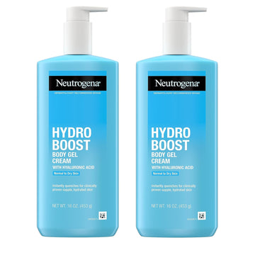 Neutrogena Hydro Boost Body Gel Cream, Hydrating Body Lotion With Hyaluronic Acid For Normal To Dry Skin, Hyaluronic Acid Lightweight Moisturizer, 16 Oz (Pack Of 2)