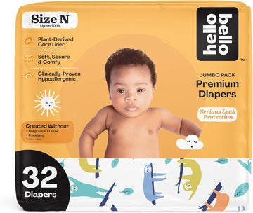 Hello Bello Premium Baby Diapers Size Newborn I 32 Count Of Disposable, Extra-Absorbent, Hypoallergenic Baby Diapers With Snug And Comfort Fit I Sleepy Sloth