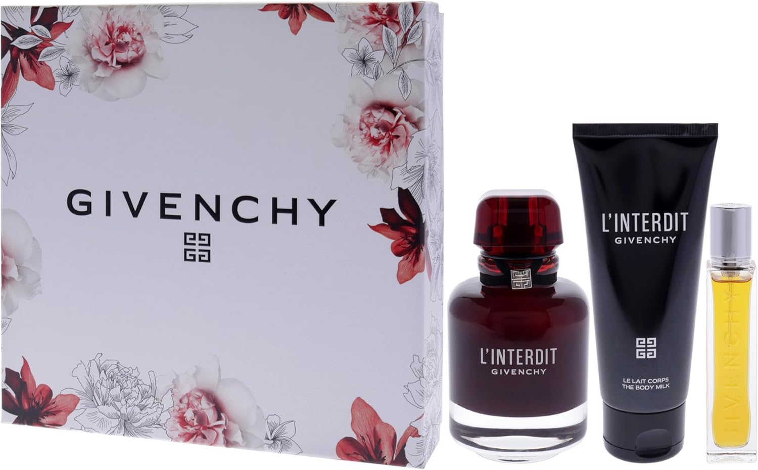Linterdit By Givenchy For Women - 3 Pc Gift Set 2.7Oz Edp Rouge Spray, 0.41Oz Edp Spray, 2.5Oz Body Milk