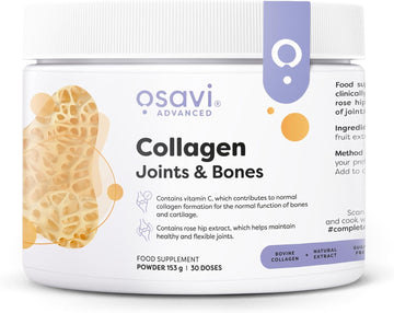 Osavi Collagen Joints & Bones – 153 G Powder | Fortibone® Collagen Peptides & Rose Hip Extract For Joint Mobility, Bone Health, Bone Density, Flexibility Formation With Vitamin C
