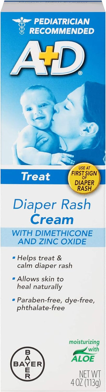 A+D Diaper Rash Cream, Zinc Oxide Cream, 4 oz (113 g)