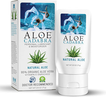 Aloe Cadabra Natural Water Based Personal Lube, Organic Lubricant for Her, Him & Couples, Unscented, 2.5 oz Organic Natural Aloe (Pack of 1)