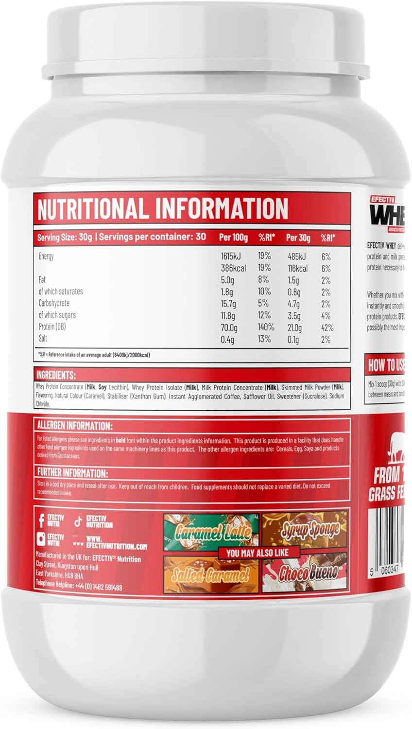 EFECTIV Whey Protein Powder - Advanced Protein Complex - Biscuit Spread 900g (30 Servings), 21g of Protein - Instant Mix Formula - Trans Fat & Gluten Free : Amazon.co.uk: Health & Personal Care