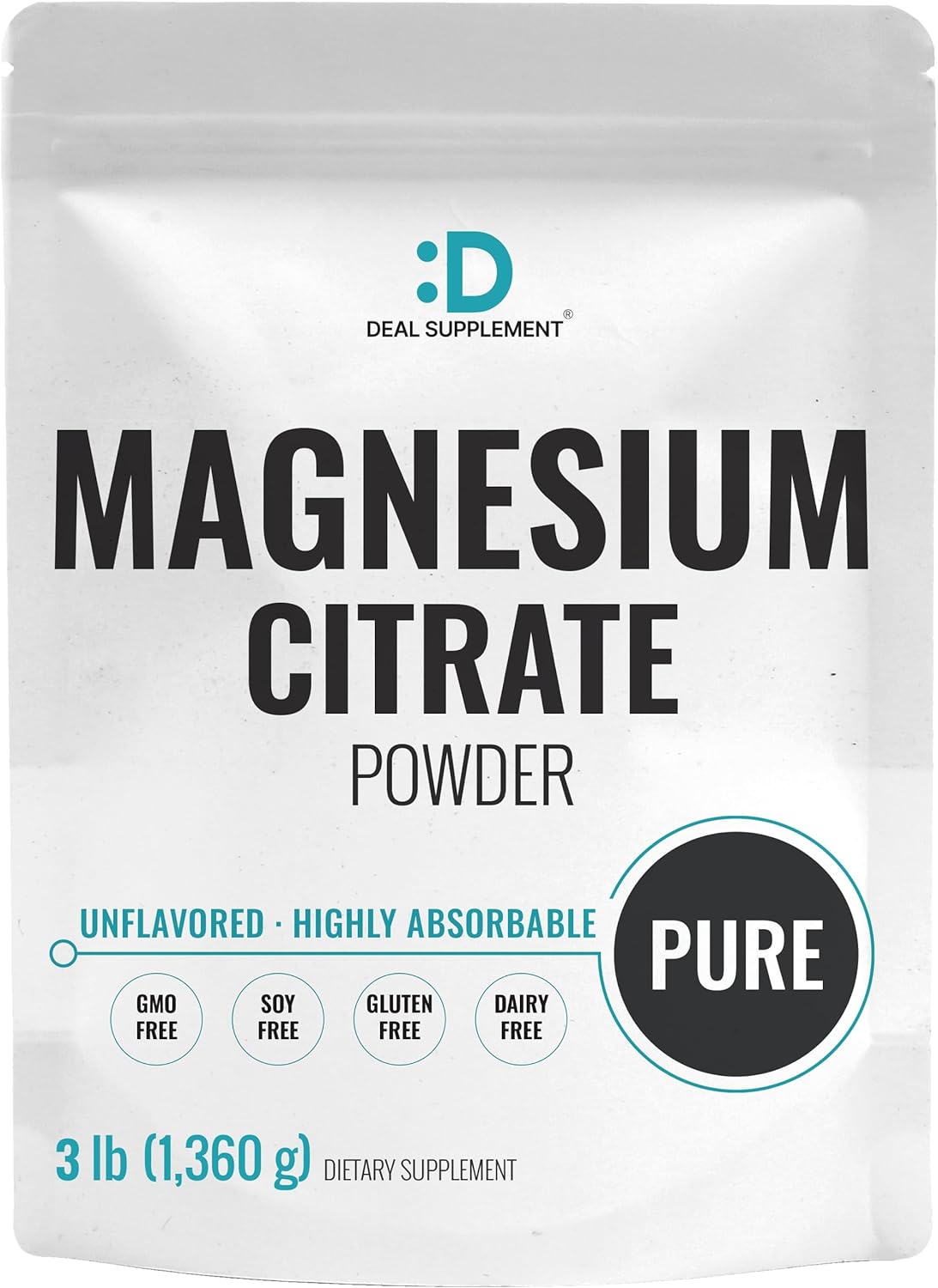 Deal Supplement Magnesium Citrate Powder 500Mg, 3Lbs – Unflavored, Easily Absorbed – Purified Trace Mineral For Muscle, Heart, & Digestive Support – One A Day, Non-Gmo, Filler Free