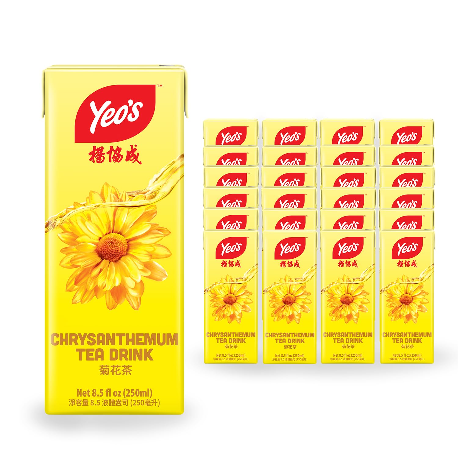 Yeo'S Chrysanthemum Tea Drink, Lightly Infused Healthy Tea, Refreshing Asian Drinks, Natural, No Added Preservatives, 250Ml - 24 Pack