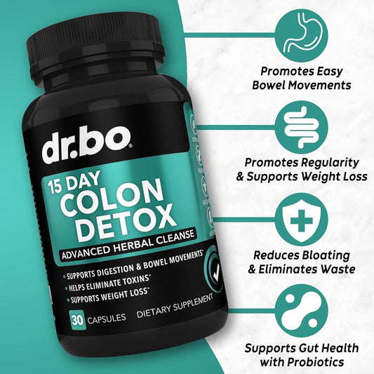 Colon & Liver Cleanse Detox Support Supplement - 15 Day Intestinal Cleanse Pills & Probiotic for Bloating & Daily Constipation Relief - Milk Thistle Dandelion Caps & Aid Gallbladder Supplements