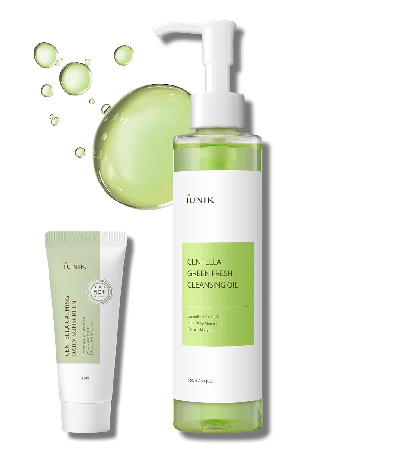 Iunik Centella Asiatica Cleansing Oil - Pore & Sebum Control Oil Cleanser | Makeup & Sunscreen Remover For Women & Men Dry Oily Sensitive Acne-Prone Skin Gentle Face & Body Wash Korean Skincare