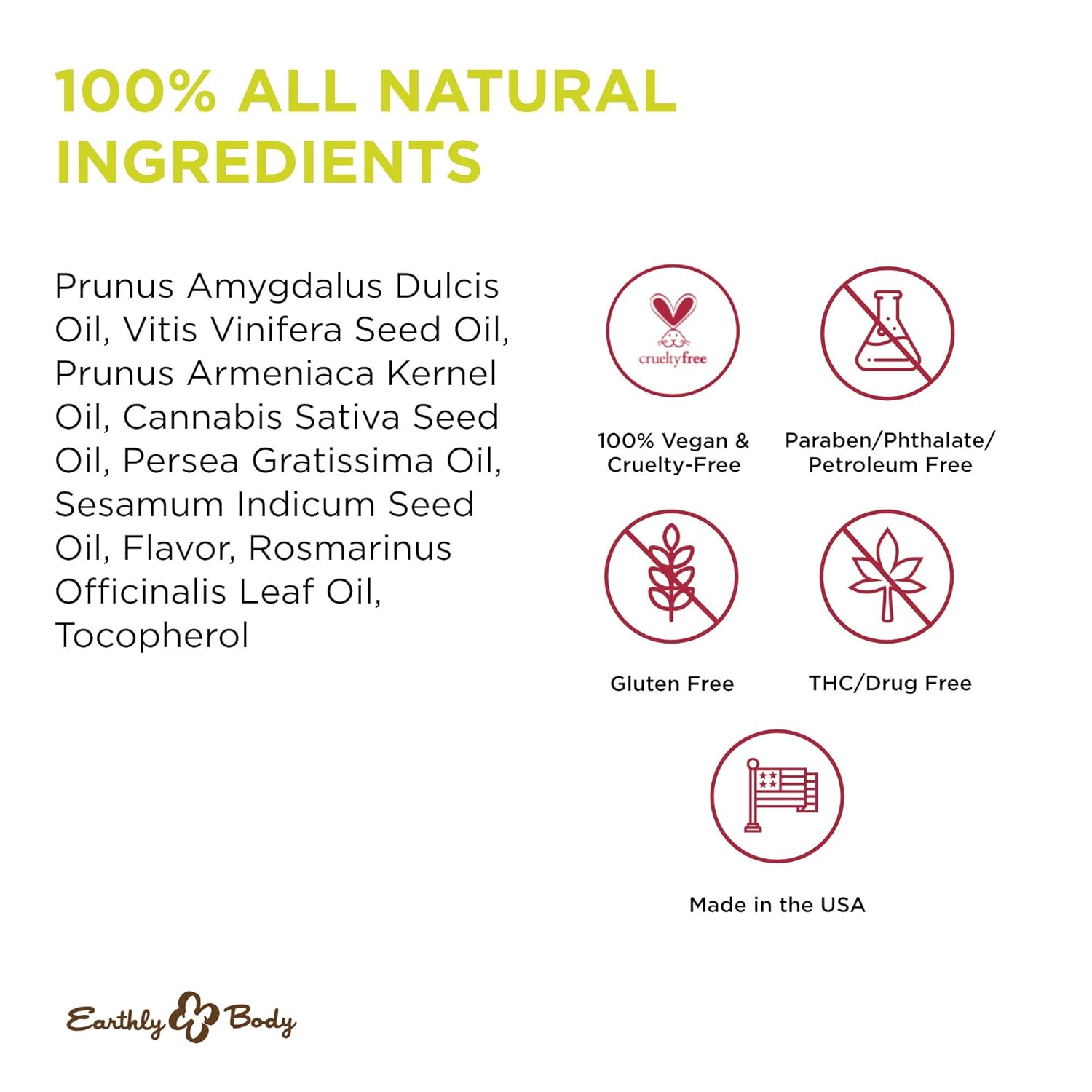 Earthly Body Edible Massage Oil, Watermelon - 8 Fl. Oz. - Hemp Seed, Almond, Grapeseed, Apricot & Vitamin E Oil - Vegan & Cruelty Free : Health & Household