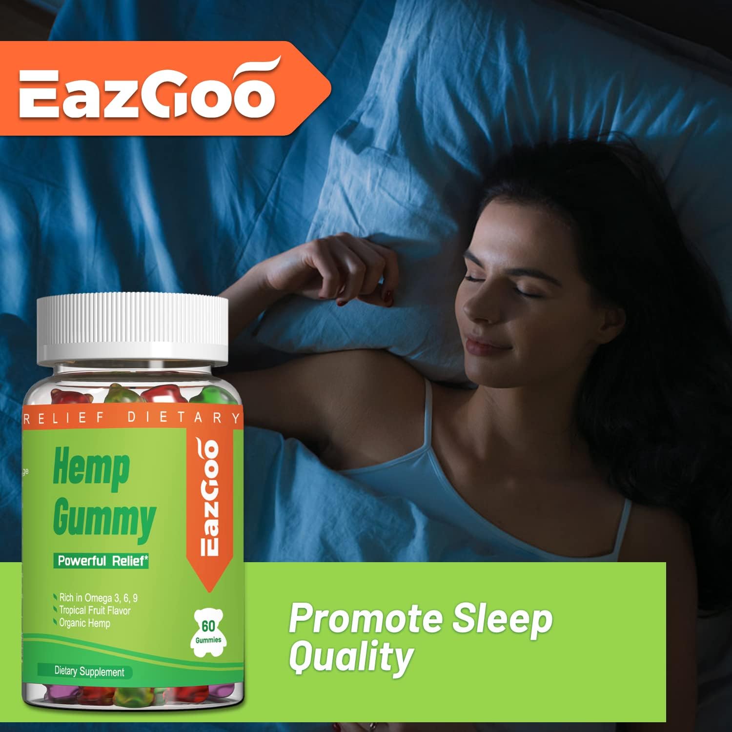 Eazgoo Natural Hemp Gummies 2,000,000 Xxl Extra Strength - Natural Edibles Fruity Gummy With Organic Hemp Oil- Vegan, Low Sugar, Non-Gmo - 180 Counts : Health & Household