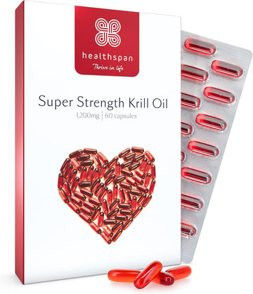 Healthspan Krill Oil 1,200Mg | 60 Capsules | Naturally Rich In Astaxanthin | Sustainably Sourced | Vanilla Flavoured | Astaxanthin | Marine Phospholipids