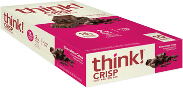 Think! Protein Bars, High Protein Snacks, Gluten Free, Kosher Friendly, Chocolate Crisp, 10 Count (Packaging May Vary)