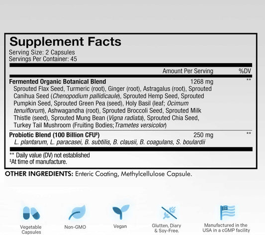 Codeage Sbo Probiotics, 100 Billion Cfus Per Serving, Multi Strain Soil Based Organisms Blend And Organic Fermented Botanical Blend, Shelf-Stable, 90 Capsules