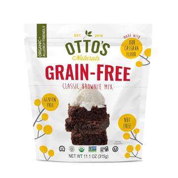 Otto's Naturals Classic Brownie Mix - Organic, Gluten-Free, Nut Free, Non-GMO Verified, Made with Organic Cassava Flour - 11.1 Ounce Bag (Grain Free Classic Brownie Single)