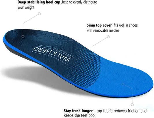 Plantar Fasciitis Feet Insoles Arch Supports Orthotics Inserts Relieve Flat Feet, High Arch, Foot Pain Mens 10-10 1/2 | Womens 12-12 1/2