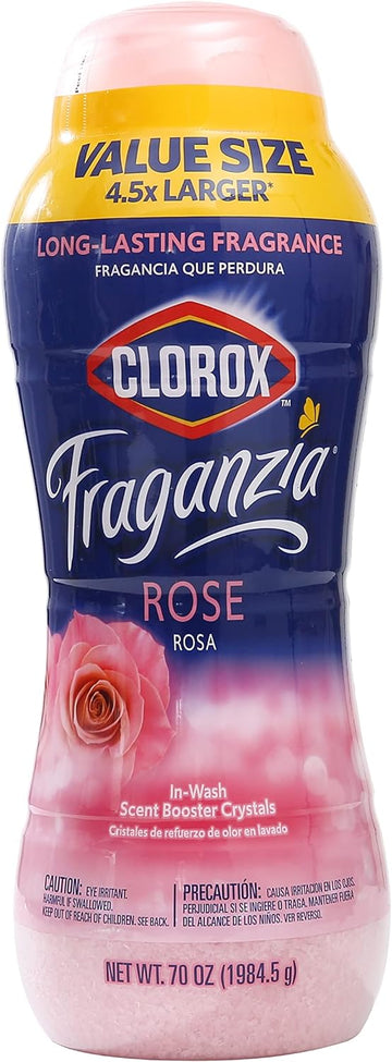 Clorox Fraganzia In-wash Scent Booster Crystals in Rose Scent, 70oz | Laundry Scent Booster Crystals | In-wash Scent Booster for Fresh Laundry in Rose Scent 70 Ounce Crystals