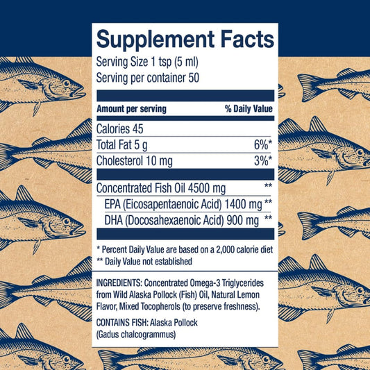 Wiley's Finest Wild Alaskan Fish Oil Peak Omega-3 Liquid Supplement -