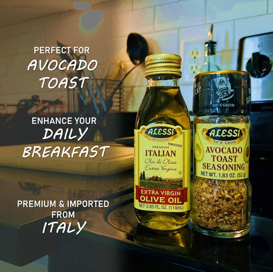 Alessi Extra Virgin Olive Oil and Avocado Toast Seasoning Combo Pack