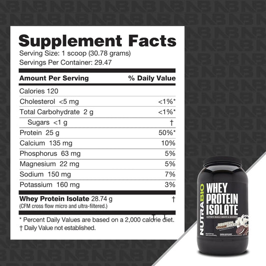 NutraBio Whey Protein Isolate Supplement ? 25g of Protein Per Scoop with Complete Amino Acid Profile - Soy and Gluten Free Protein Powder - Zero Fillers and Non-GMO - Ice Cream Cookie Dream - 2 Lbs