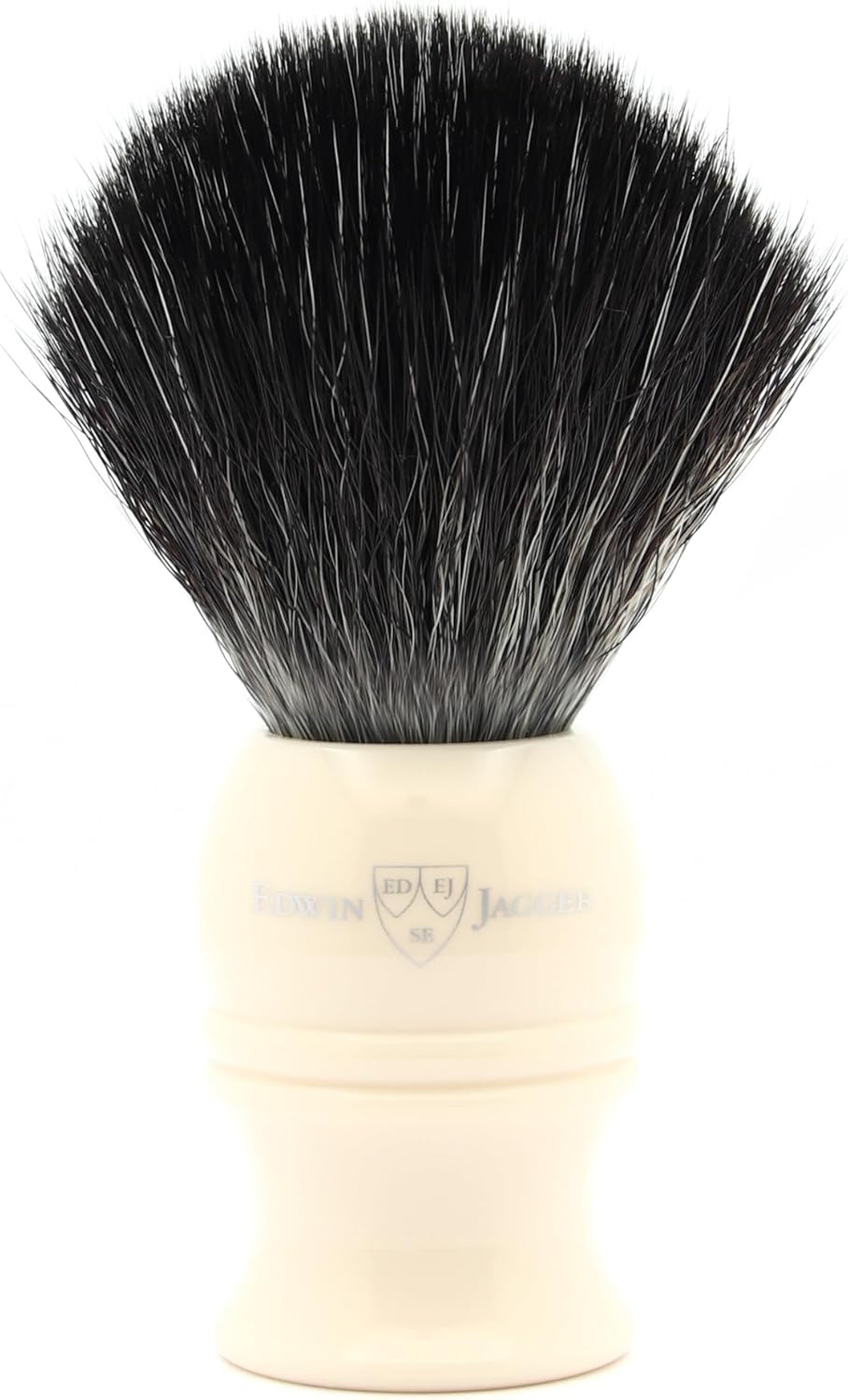 Edwin Jagger 1Ej337Syn Classic Black Synthetic Fibre Eco-Friendly Vegan Exfoliating Shaving Brush For Shaving Cream Or Shaving Soap For Men And Women (Imitation Ivory), Medium