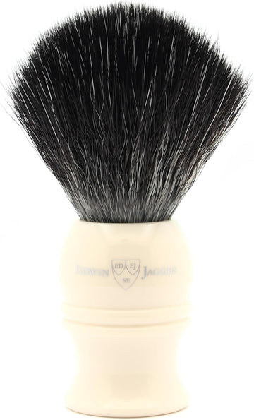 Edwin Jagger 1Ej337Syn Classic Black Synthetic Fibre Eco-Friendly Vegan Exfoliating Shaving Brush For Shaving Cream Or Shaving Soap For Men And Women (Imitation Ivory), Medium