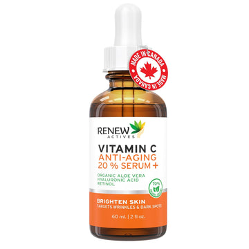 Renew Actives Vitamin C Serum - Brightening & Anti-Aging Formula - Reduces Dark Spots, Fine Lines & Wrinkles - Promotes Even Skin Tone - Hydrating & Antioxidant Protection - Made In Canada - 2 Fl Oz
