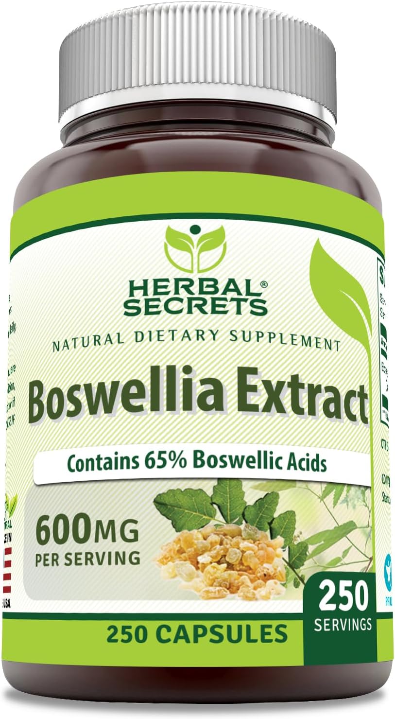 Herbal Secrets Boswellia Serrata Extract (65% Boswellic Acids) 600 Mg Capsules Supplement | Non-Gmo | Gluten Free