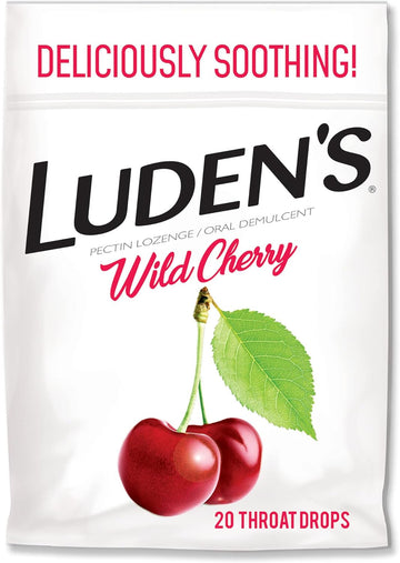 Ludens Wild Cherry Throat Drops, Sore Throat Relief, 20 Count