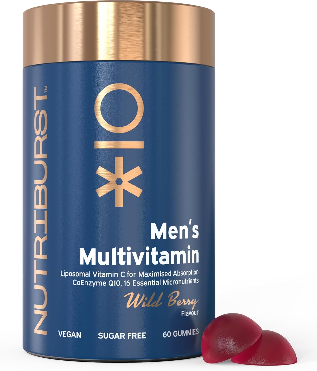 Nutriburst Hair, Skin & Nails Multipack - Supports Skin, Builds Collagen & Nail Strength - 5000 Mg Biotin, Zinc + Vitamin A, C, D, E - Vegan & Sugar Free - 180 Strawberry Gummies - 3 Month Supply