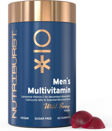 Nutriburst Hair, Skin & Nails Multipack - Supports Skin, Builds Collagen & Nail Strength - 5000 Mg Biotin, Zinc + Vitamin A, C, D, E - Vegan & Sugar Free - 180 Strawberry Gummies - 3 Month Supply