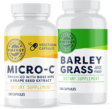 Vimergy Barley Grass Juice Powder Capsules, 30 Servings And Micro-C Capsules, 180 Servings - Bundle