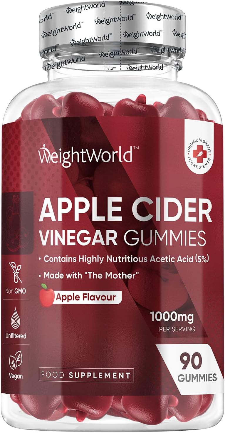 Apple Cider Vinegar Gummies 1000Mg - 90 Acv Gummies - With ''The Mother'', Vitamin C, B12, B6, B9 & Beetroot Powder - Vegan & Unfiltered