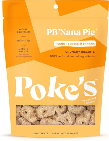 Poke'S Pb ‘Nana Pie Dog Treats – Crunchy Biscuits, Peanut Butter & Banana Recipe – Limited Ingredient Natural Dog Treats Made In The Usa – Wheat-Free, 8Oz