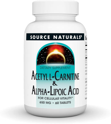 Source Naturals Acetyl L-Carnitine & Alpha-Lipoic Acid, For Cellular Vitality*, 650Mg - 60 Tablets