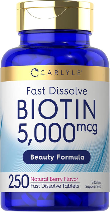 Carlyle Biotin 5000Mcg | 250 Fast Dissolve Tablets | Vegetarian, Non-Gmo, Gluten Free Supplement