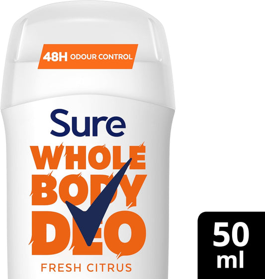 Sure Fresh Citrus Whole Body Deodorant Women'S Deodorant Stick With A Fresh & Airy Fragrance For 48 Hour Odour Control 50 Ml