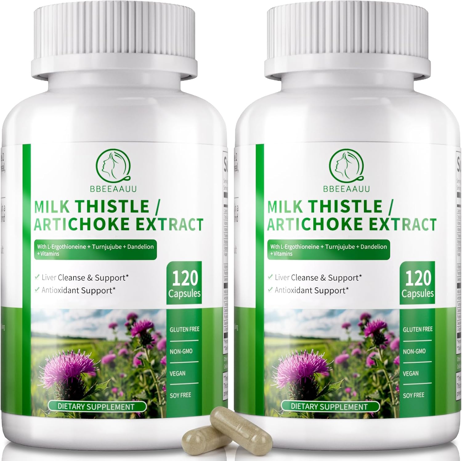 Milk Thistle Supplement, Liver Cleanse Detox & Repair Formula, 16-In-1 Herbal Liver Support Pill With Artichoke, L-Ergothioneine, Turnjujube Dandelion Extract For Liver & Antioxidant 120 Capsules : Health & Household