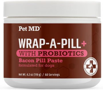 Pet Md Wrap-A-Pill With Dog Probiotics - Pill Wrap For Dogs Medicine - Easy-To-Use Paste To Hide Capsules, Create Pockets And Pill Treats For Dogs - Bacon (4.2Oz)