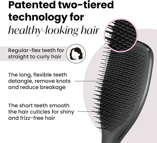 Tangle Teezer | The Large The Ultimate Detangler Hairbrush | Perfect For Long, Thick, Curly & Textured Hair | Two-Tiered Teeth For Gentle Detangling | Reduces Breakage | Ergonomic Handle | Black Gloss