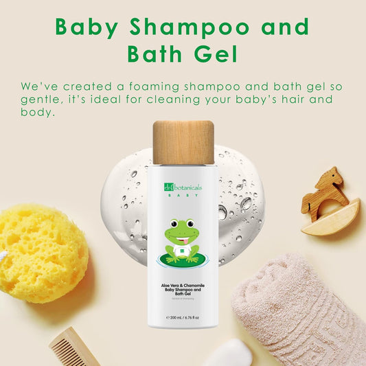 Dr Botanicals Aloe Vera & Chamomile Baby Shampoo And Bath Gel | 97.67% Natural, 100% Vegan & Dermatologically Tested | 200 Ml, White