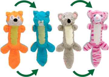 Pet Factory Shake & Squeak Flipsterz Plush Dog Toy, Randomly Selected - Cat-Mouse Or Squirrel-Fox, One Size