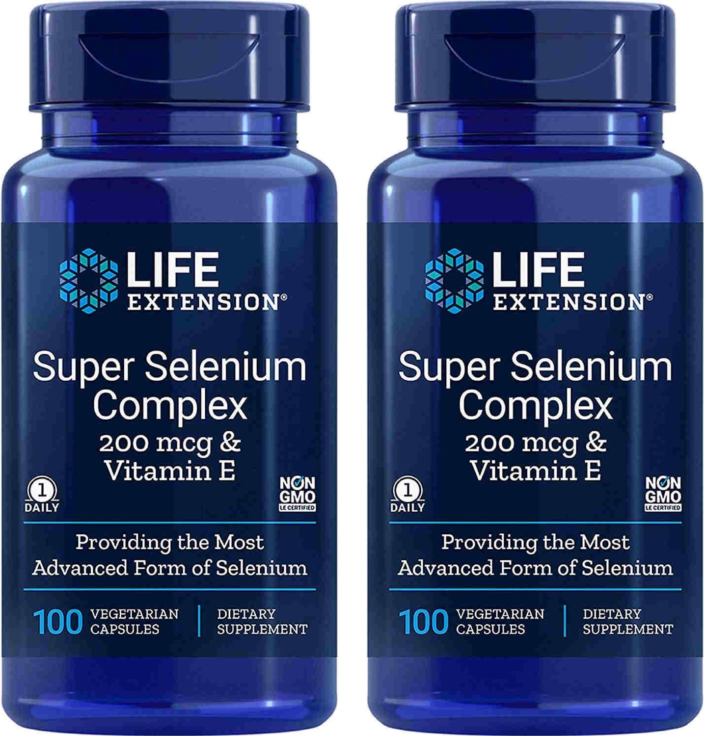 Life Extension Super Selenium Complex 200 mcg & Vitamin E, 2 Pack (2x100 Vegetarian Capsules)