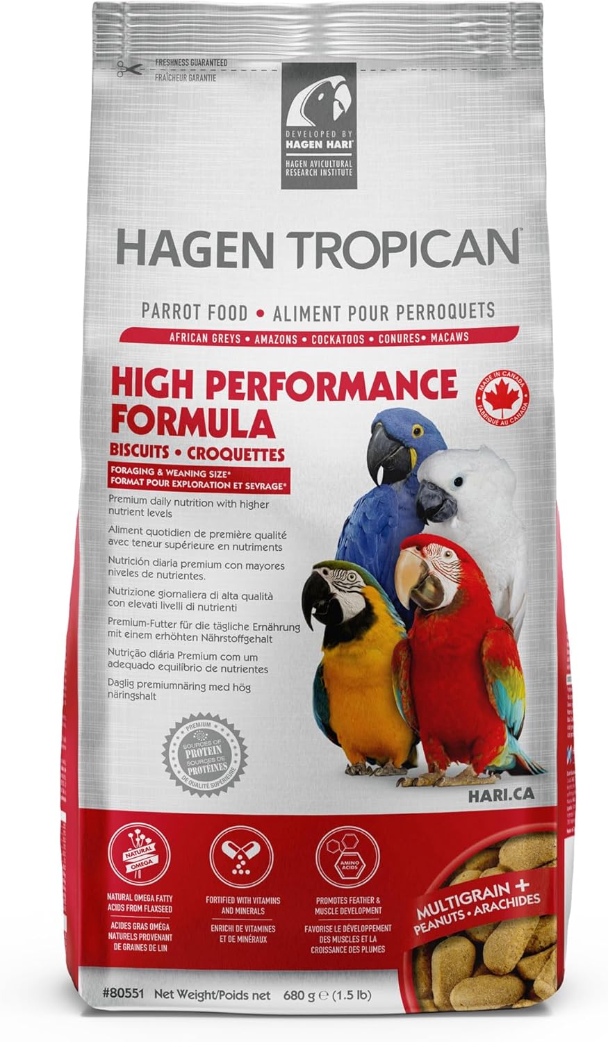 Tropican High Performance Biscuits for Parrots, Nutritional Parrot Food 680g?80551