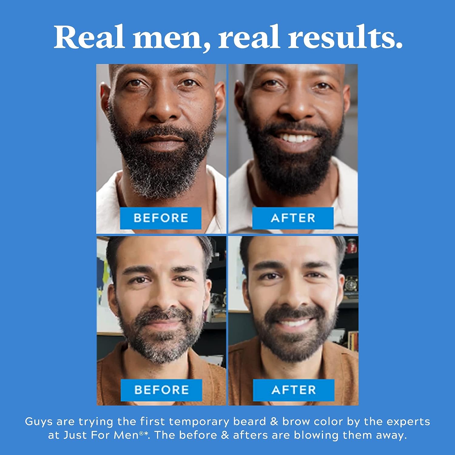 Just for Men 1-Day Beard & Brow Color, Temporary Color for Beard and Eyebrows, For a Fuller, Well-Defined Look, Up to 30 Applications, Dark Brown : Beauty & Personal Care