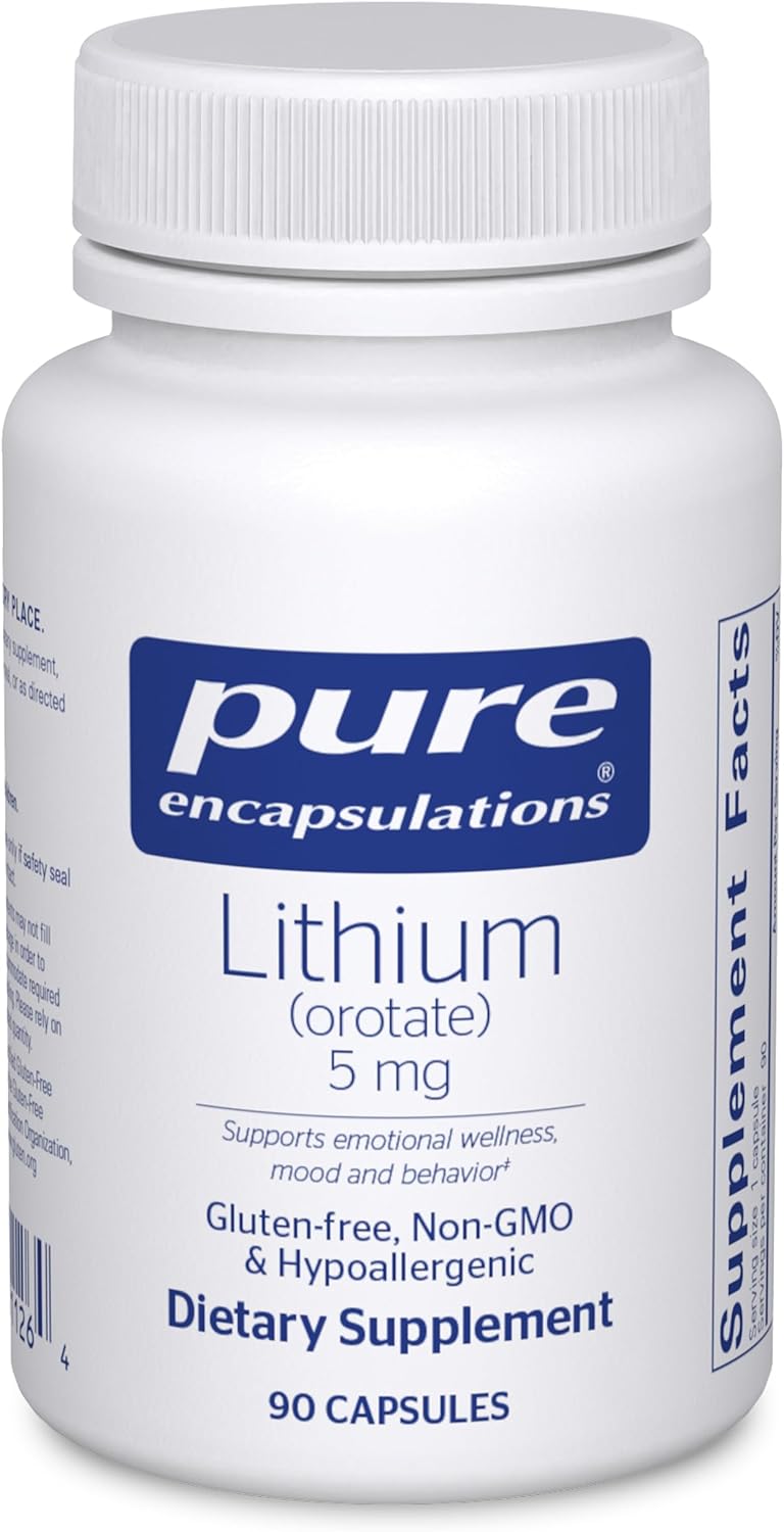 Pure Encapsulations Lithium Orotate 5 Mg - Brain Support Supplement - With N-Acetyl-L-Cysteine (Nac) For Memory & Brain Behavior* - Gluten Free & Non-Gmo - 90 Capsules