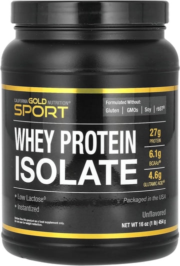 California Gold Nutrition Sport, Whey Protein Isolate, Unflavored, 1 Lb (454 G)