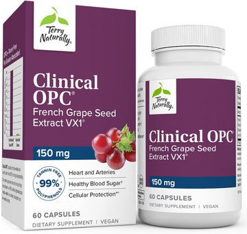 Terry Naturally Clinical Opc 150 Mg - 60 Vegan Capsules - French Grape Seed Extract Supplement - Antioxidant - Non-Gmo, Gluten Free - 60 Servings
