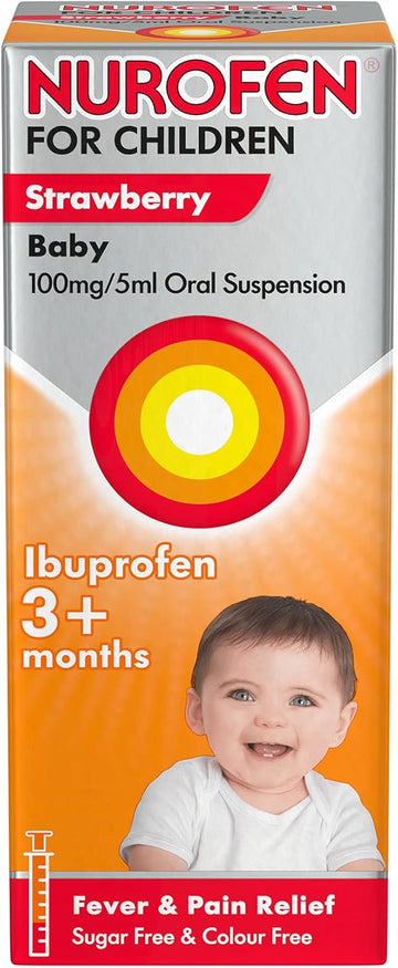 Nurofen For Children, Baby 3 Plus Months, Sugar And Colour Free, Ibuprofen Suspension, Strawberry Flavour