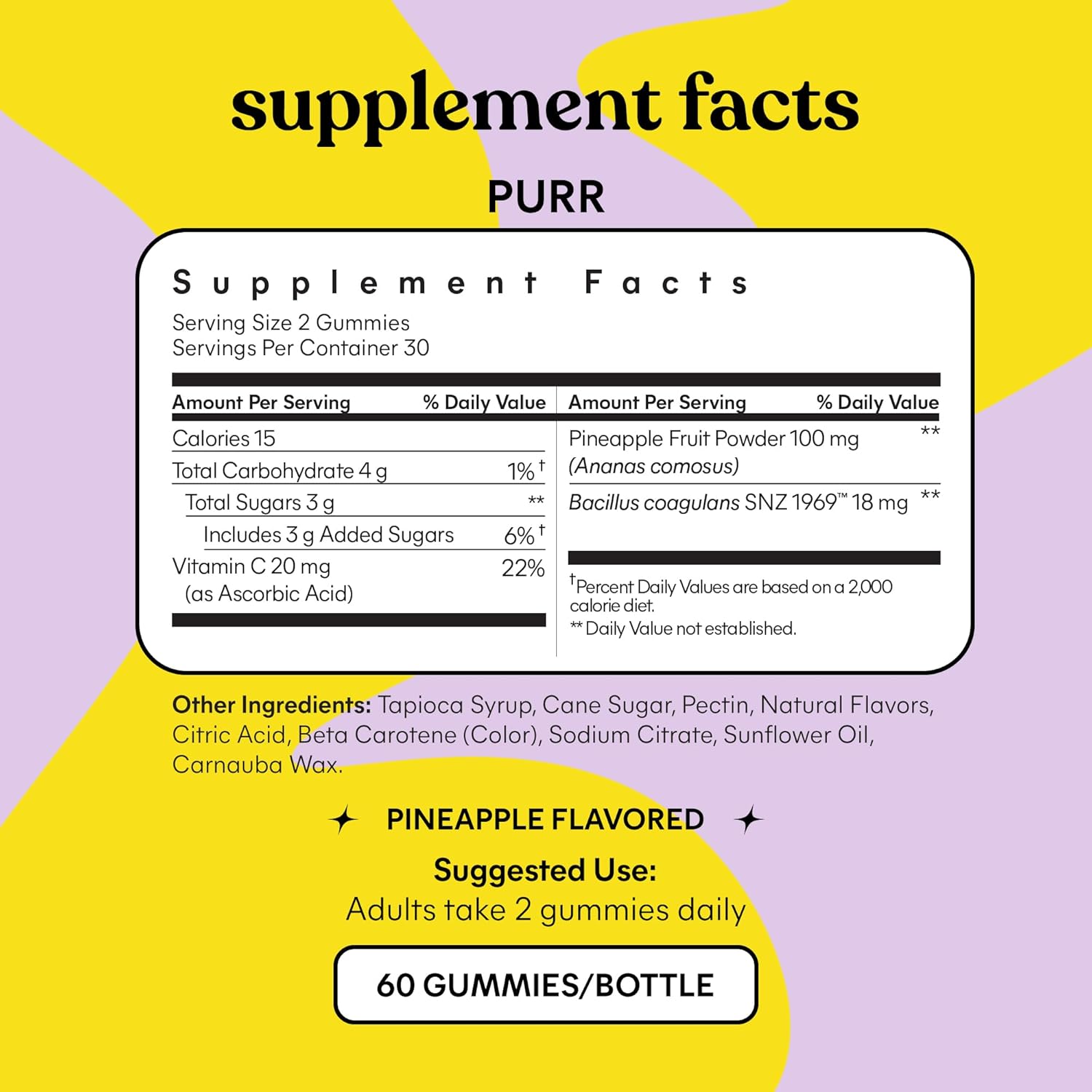 Buy Lemme Purr Vaginal Probiotic Gummies For Women - Balanced Ph, Healthy Odor, Yeast Balance & Flora Support + Vitamin C For Immune Health - Tasty Pineapple (60 Count) On  Free Shipping On Qualified Orders
