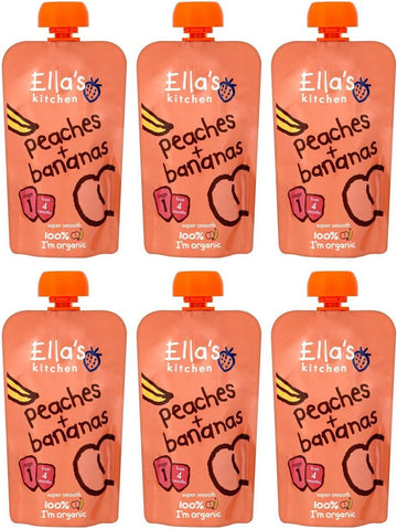 (6 PACK) - Ellas Kitchen - S1 Peaches & Bananas | 120g | 6 PACK BUNDLE